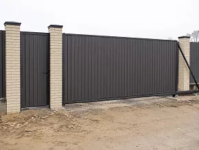 Откатные ворота из профнастила 4000x1900 (Ручное управление) купить Москва